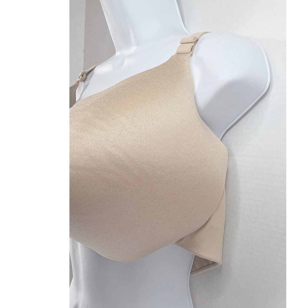 Cacique 44DDD Balconette Lightly Lined Bra Beige Full Coverage WIRE WAS REMOVED - Picture 2 of 10